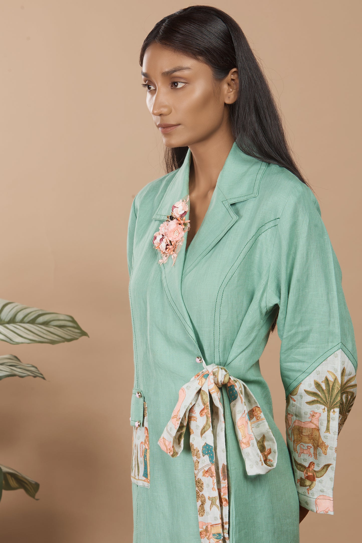 Nirvi Clover Green Trench Coat