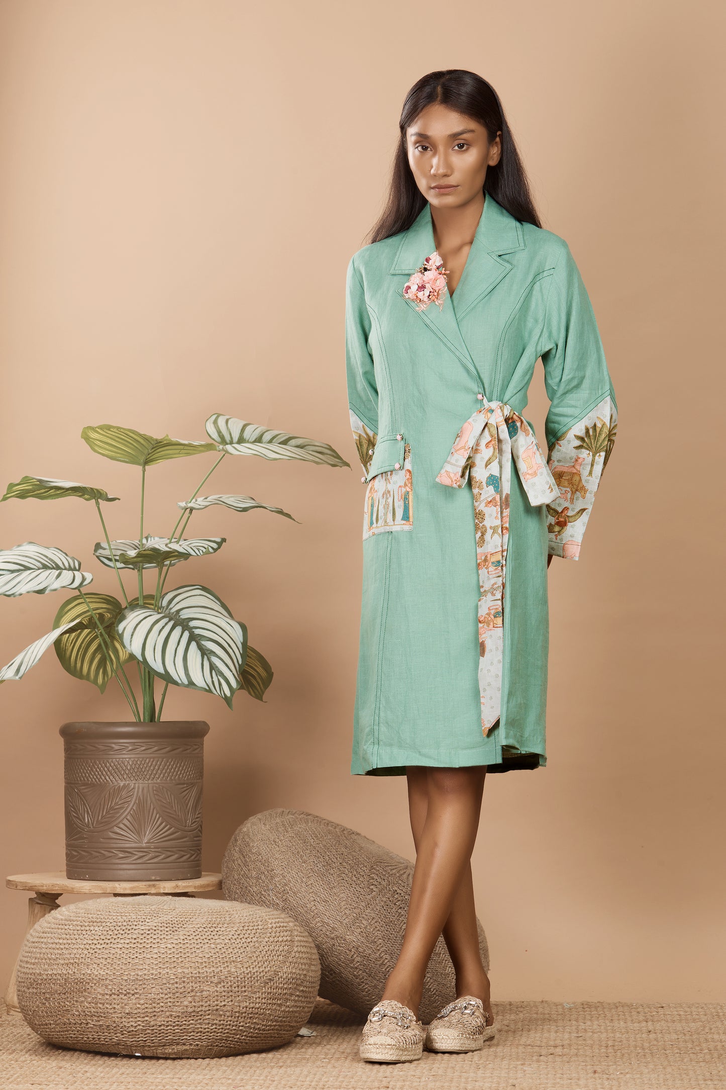 Nirvi Clover Green Trench Coat