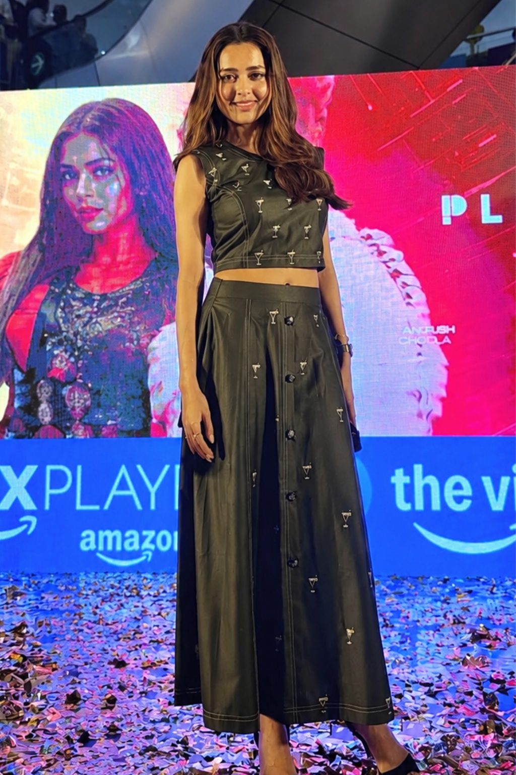 Tejaswi Prakash in Zesty Mojito Skirt set - Olive green