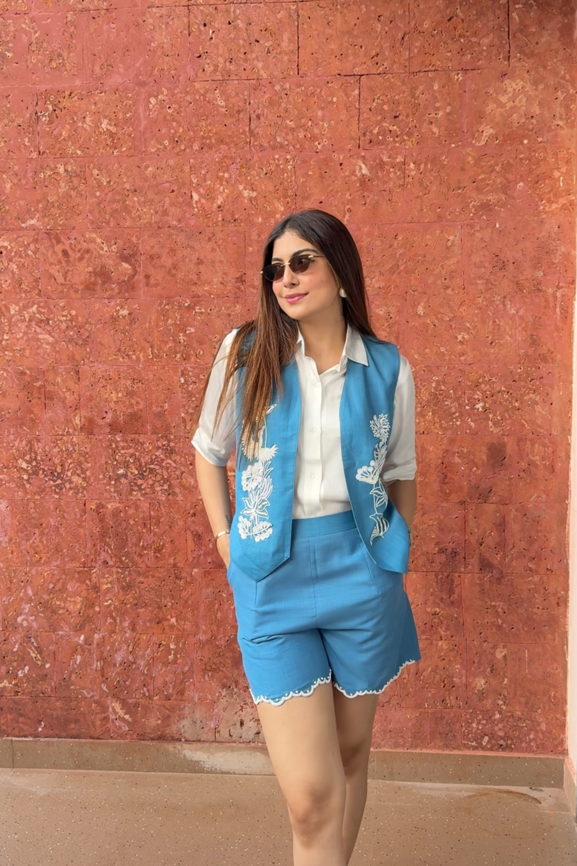 Taniya Atmaramani in our Savanna Waistcoat Set