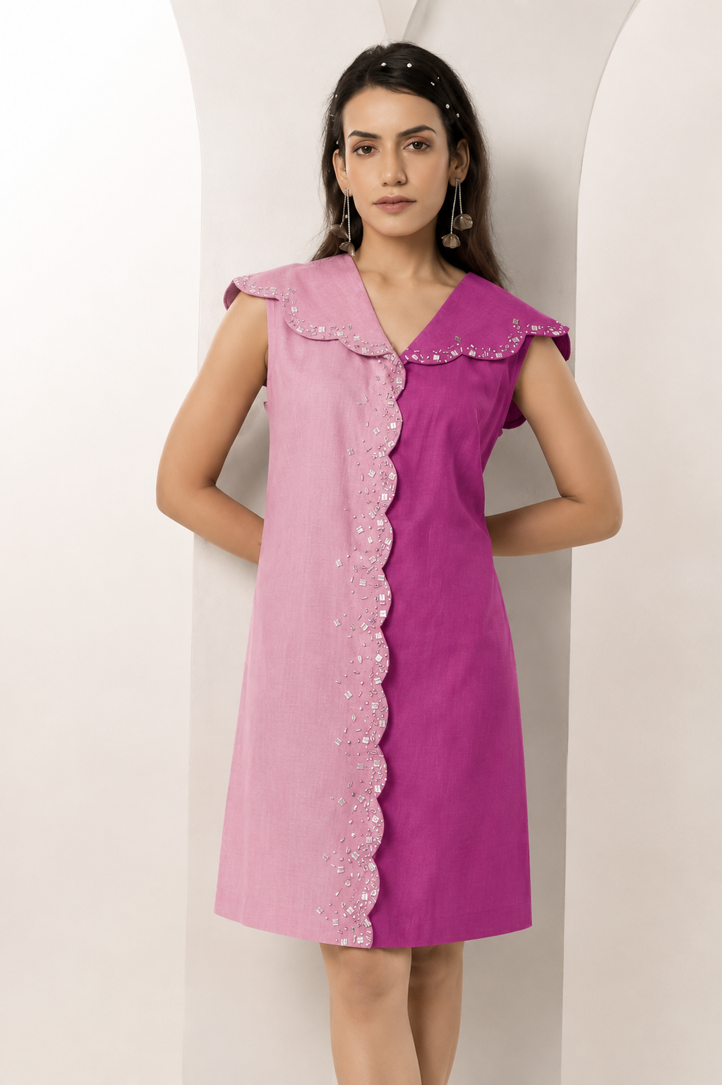 Mitali Makkar in Emerald Scallop Dress