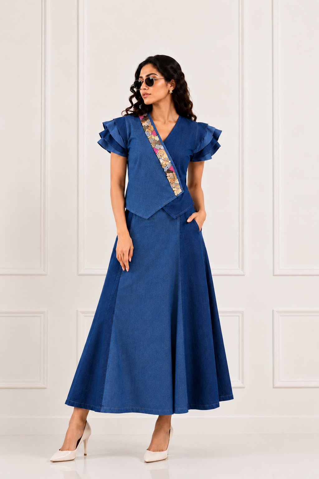 Amara Denim Skirt Set