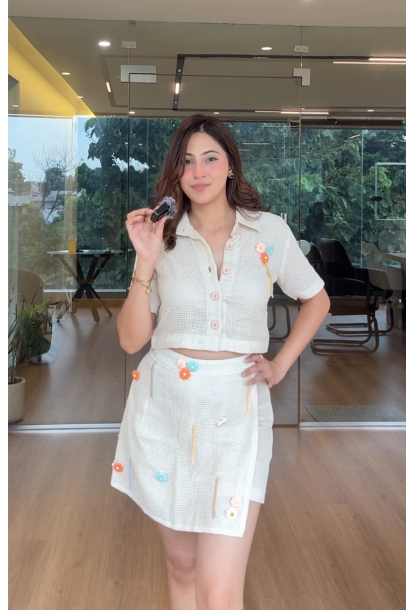 Mitali Makkar in our Candy Skorts Coord set - Ivory / cream