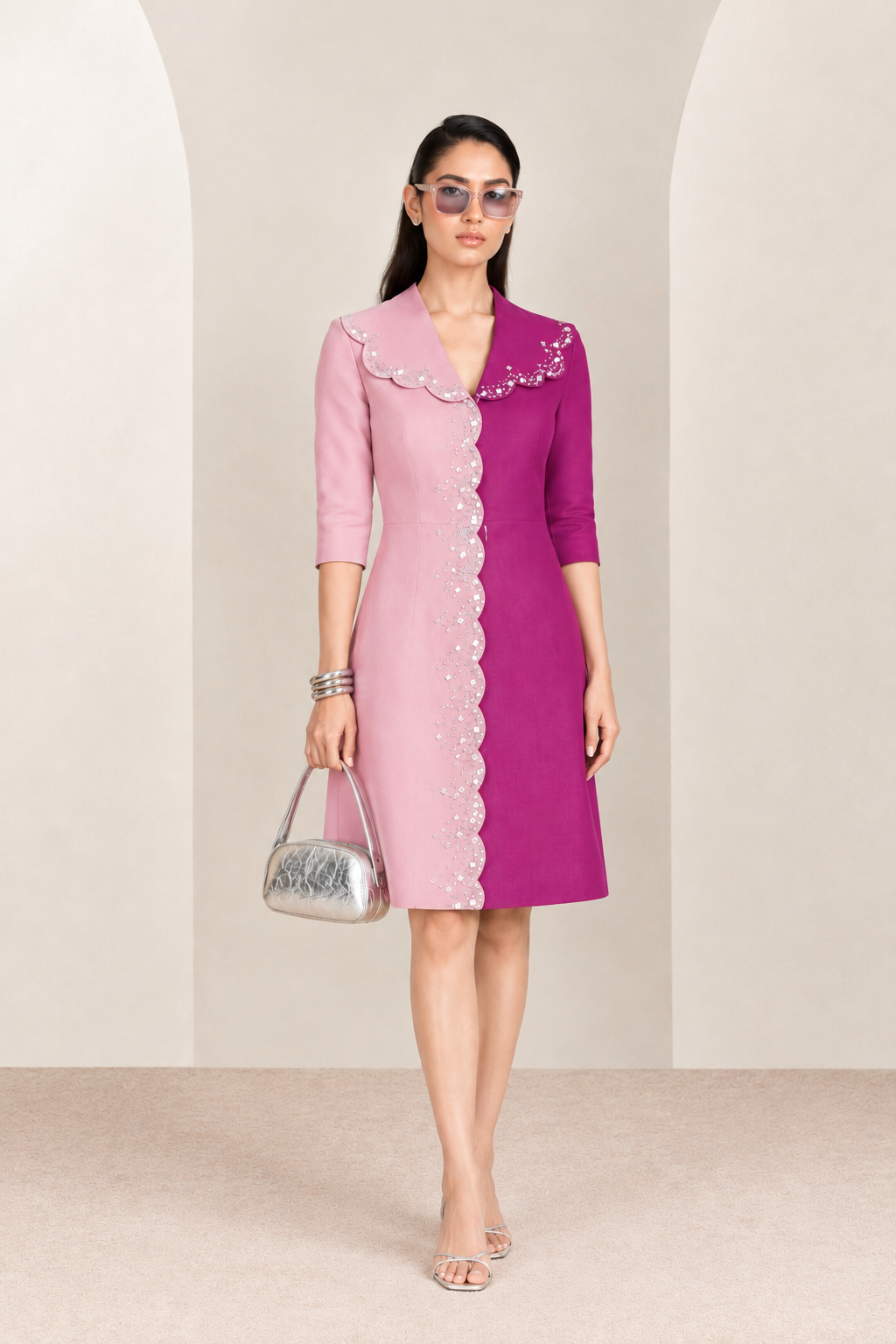 Emerald Scallop Dress (Lilac & Pink)