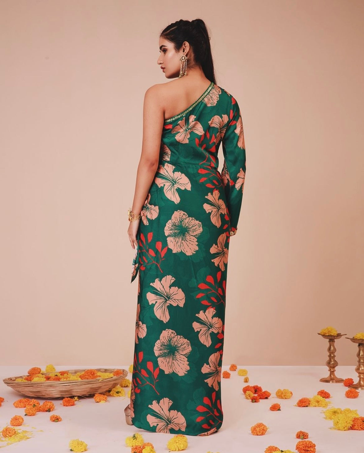 Hibiscus One Shoulder Tie-up Dress