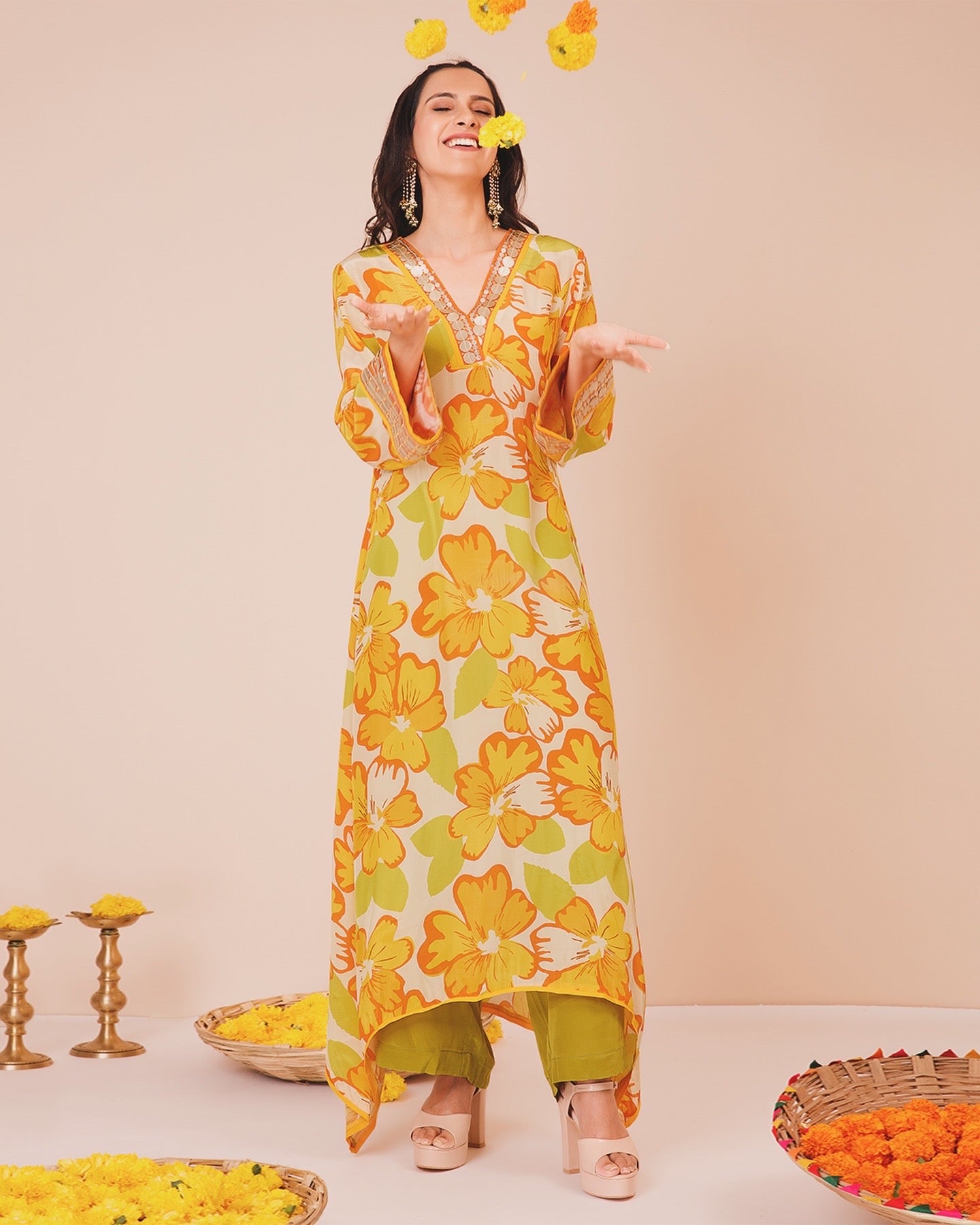 Sunflower Asymmetrical Tunic with Pants