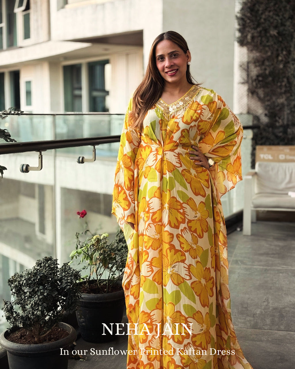 Sunflower Kaftan Dress