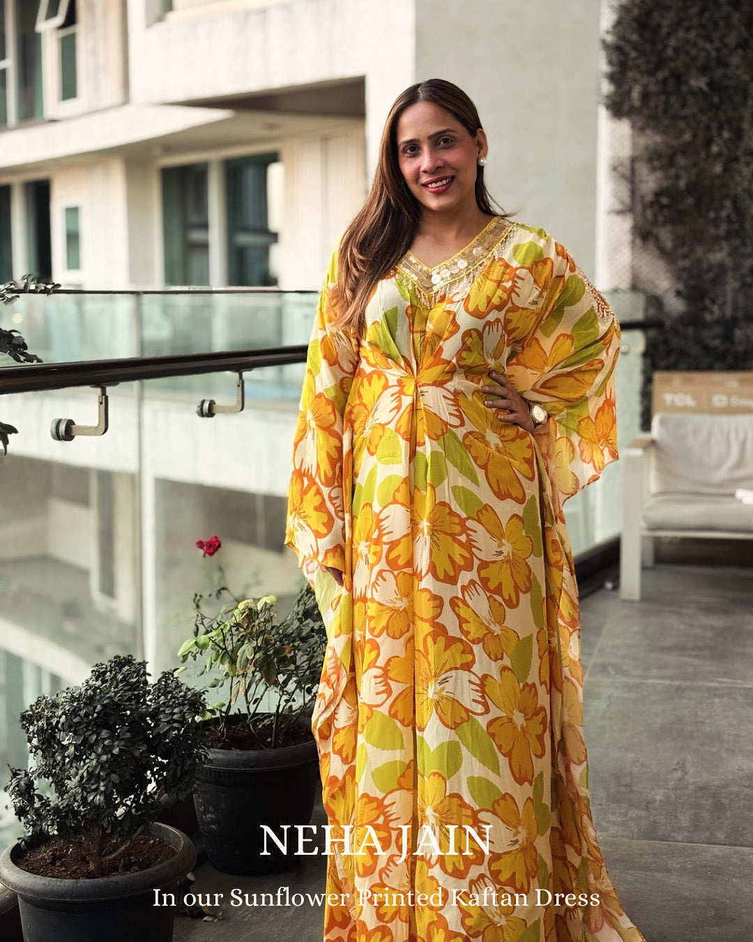 Sunflower Kaftan Dress