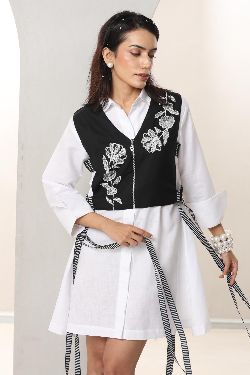 Dion Fringes  Jacket with Shirt Dress