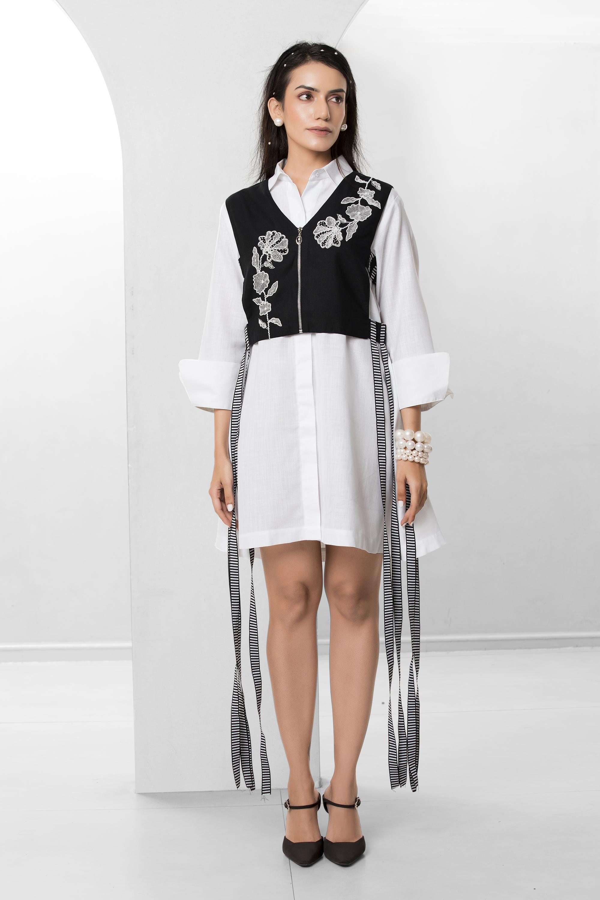 Dion Fringes  Jacket with Shirt Dress