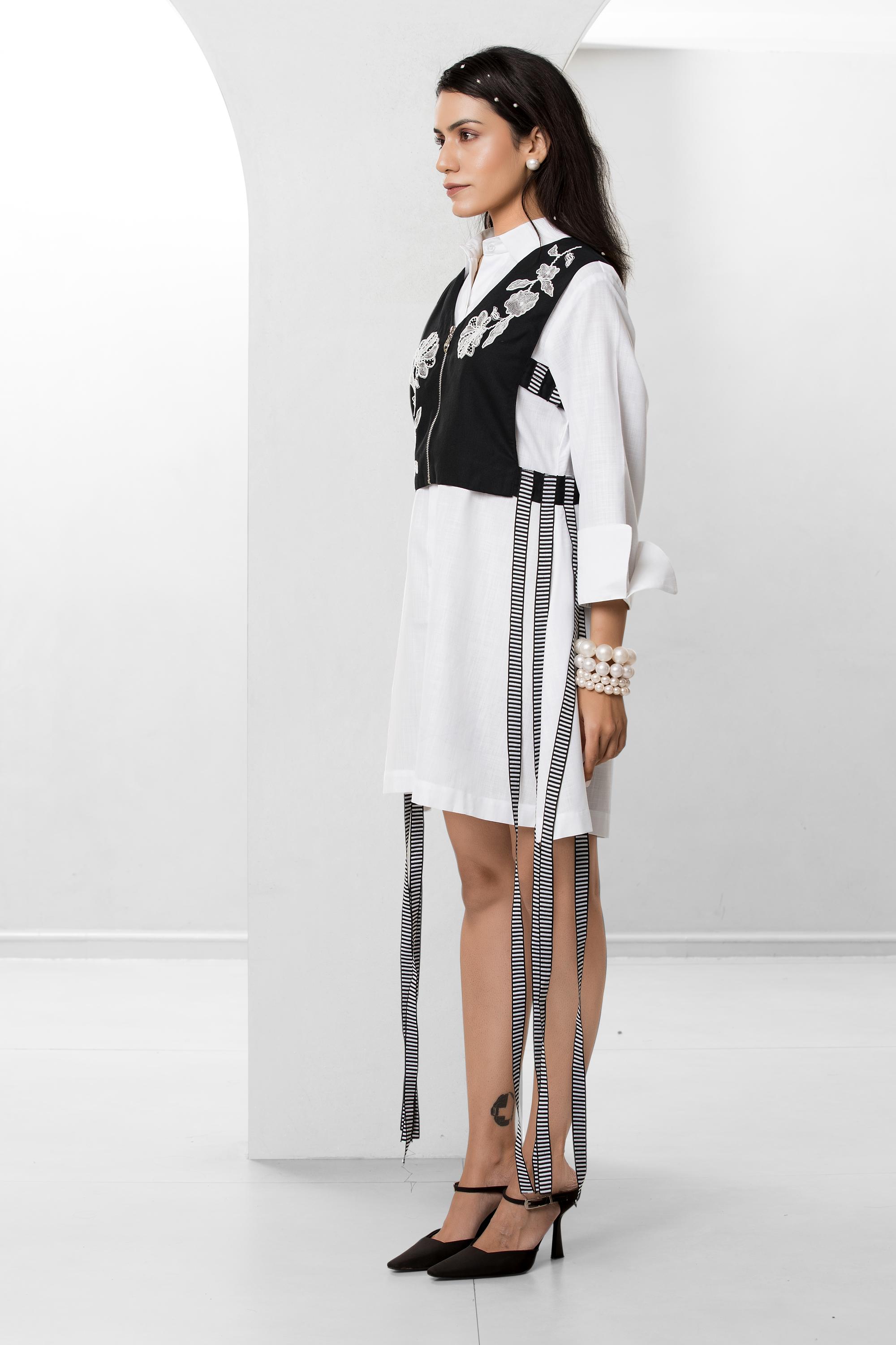 Dion Fringes  Jacket with Shirt Dress