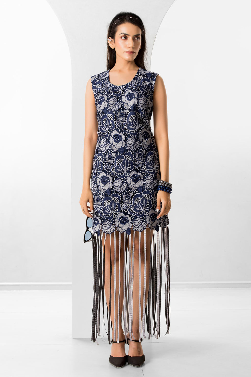 Blue bonnet FRINGES DRESS