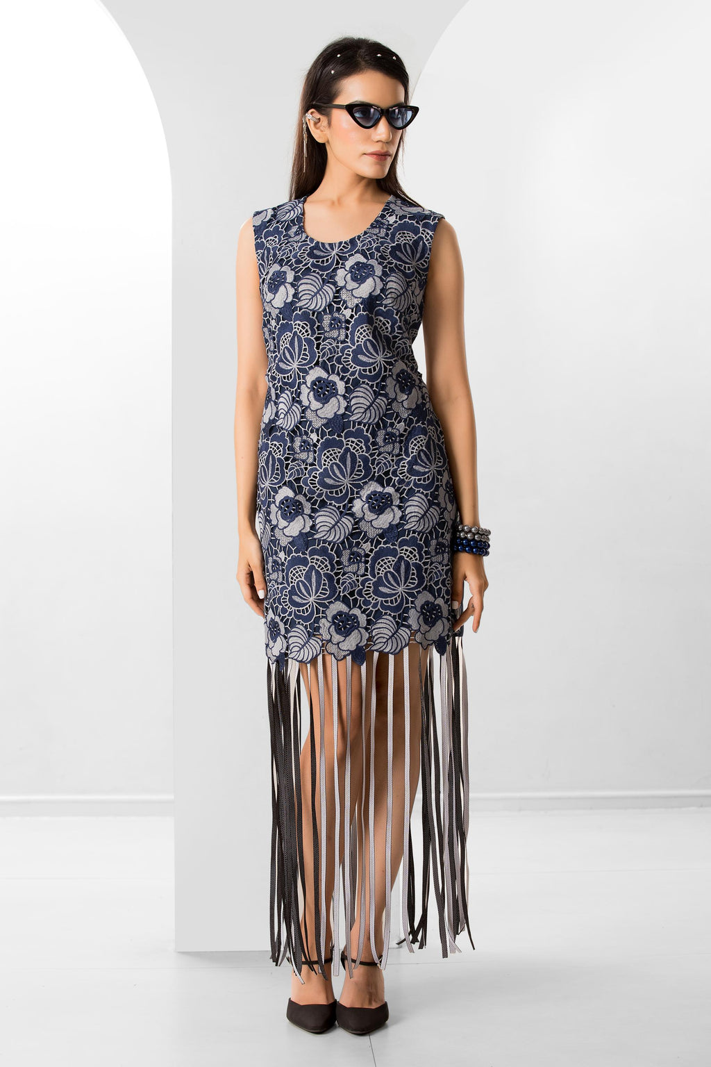 Blue bonnet FRINGES DRESS