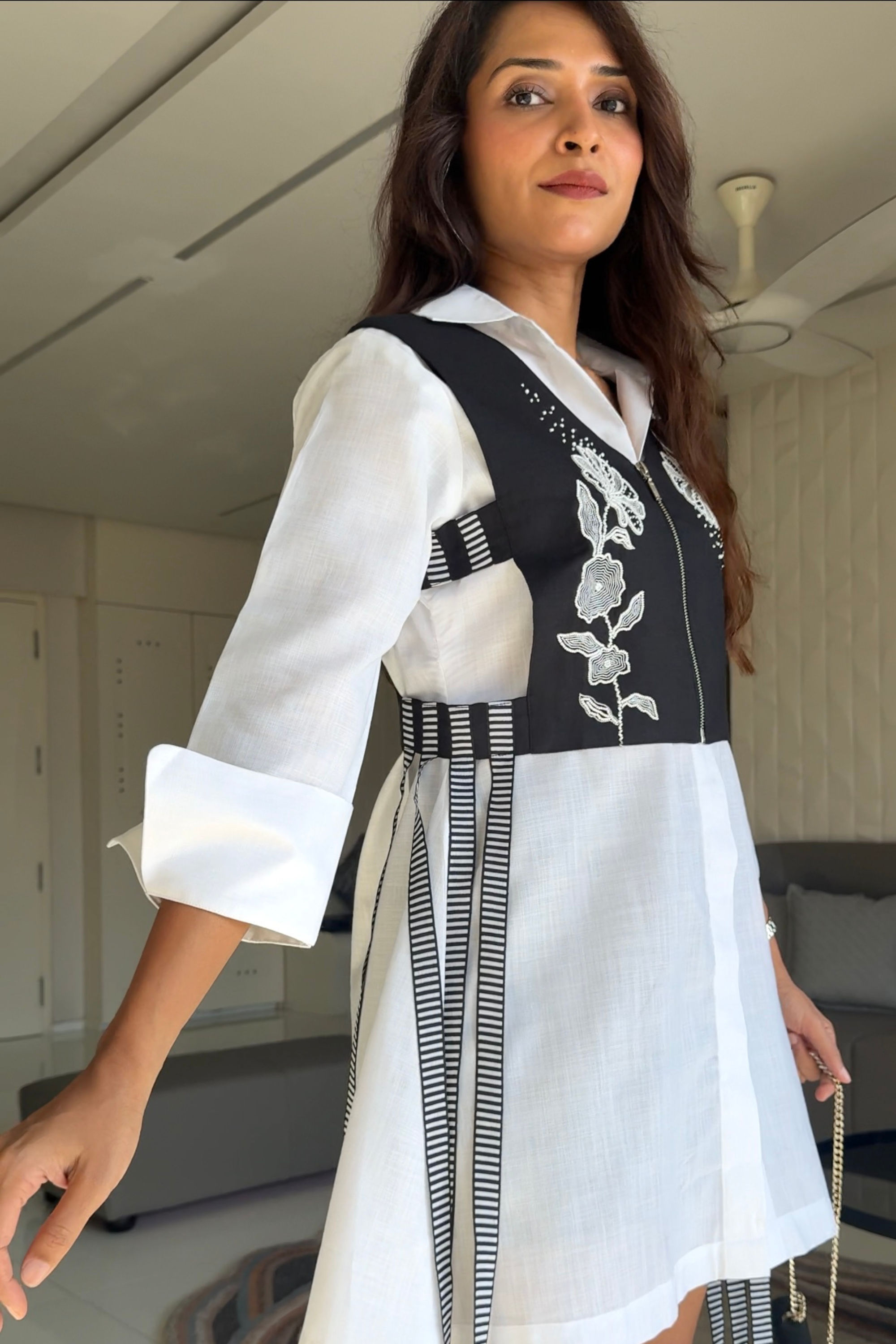 Gunjan Gadodia Ladha in Dion Fringes  Jacket with Shirt Dress