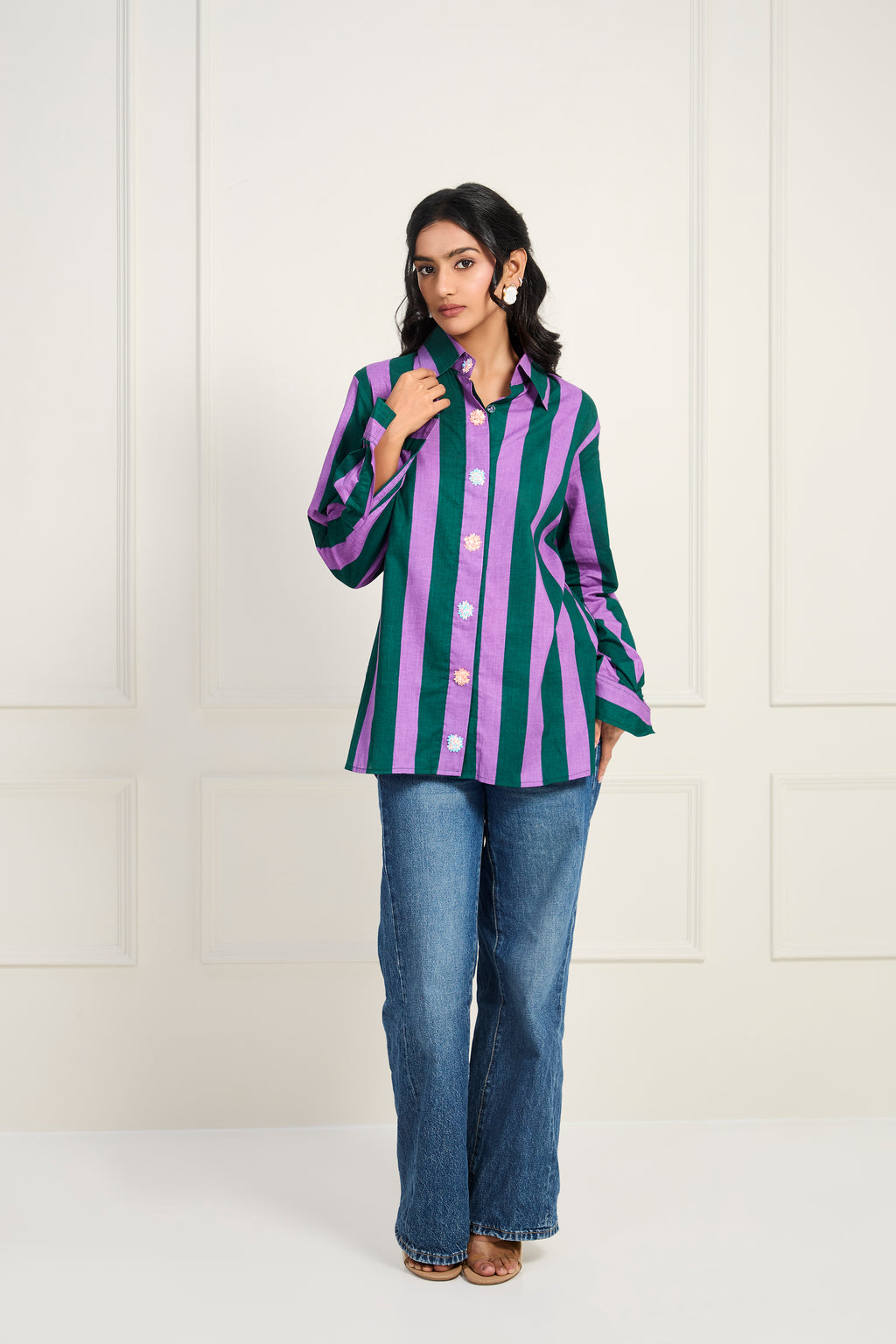 Lil Heart Shirt - Deep Orchid with Opaline Green