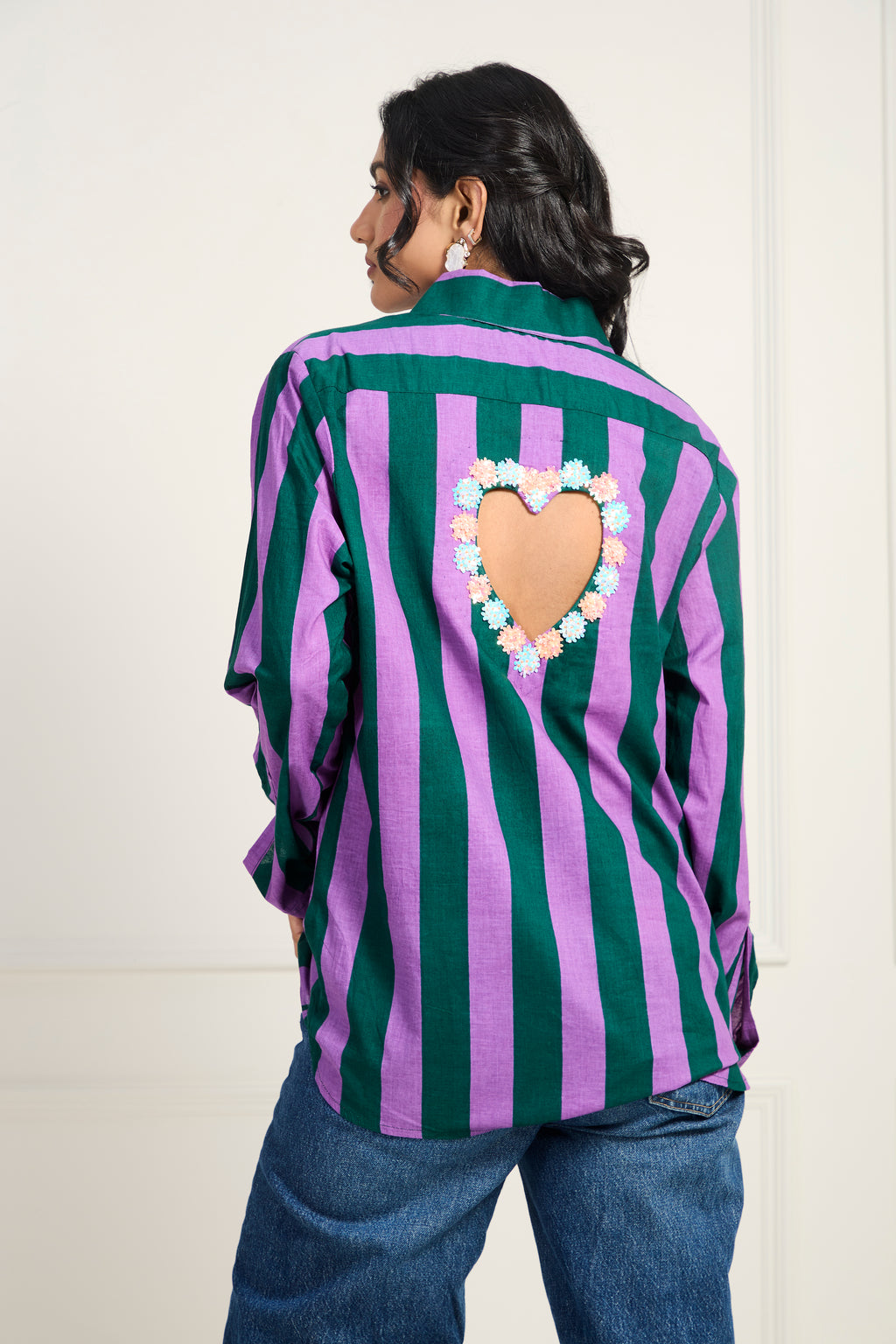 Lil Heart Shirt - Deep Orchid with Opaline Green