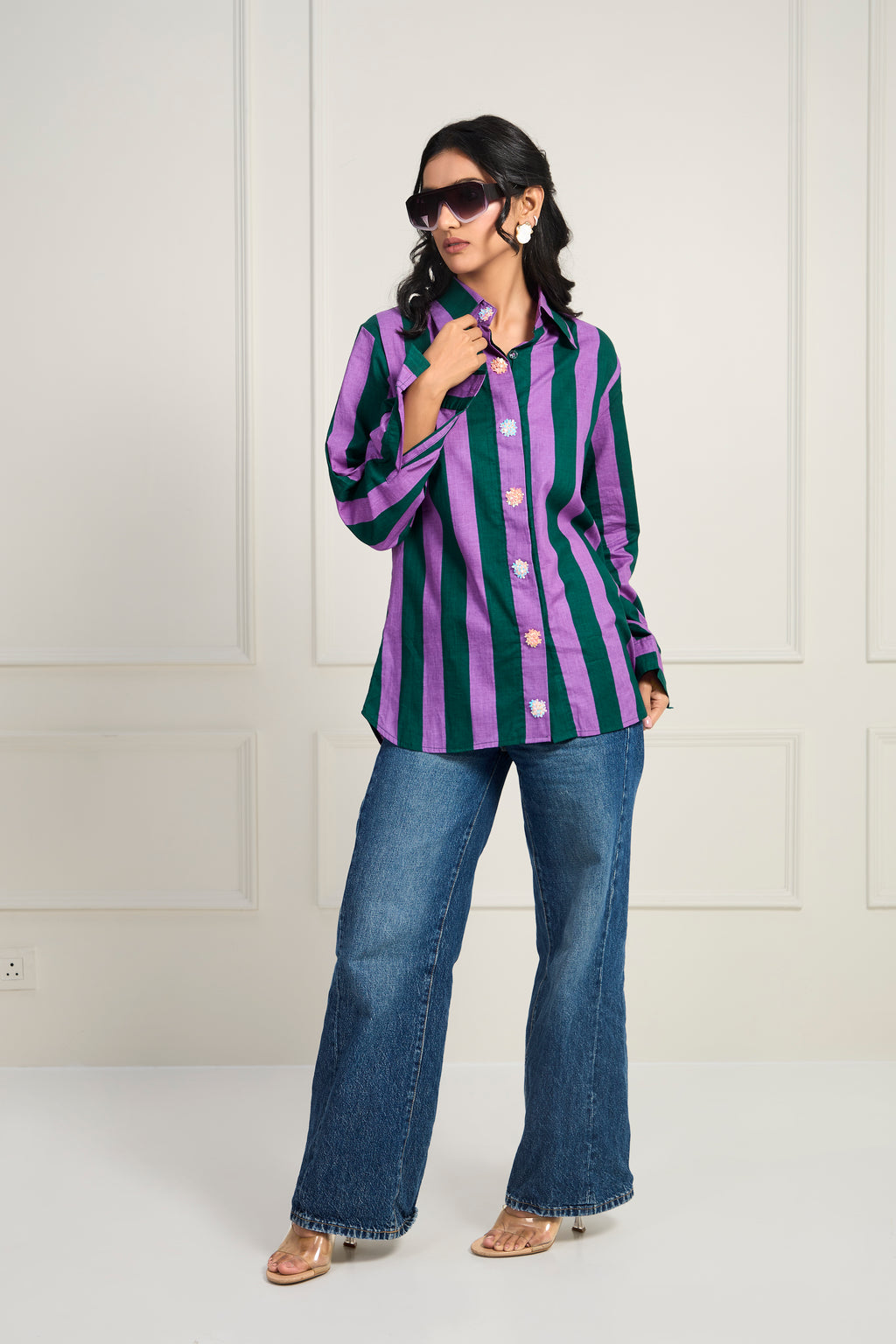 Lil Heart Shirt - Deep Orchid with Opaline Green