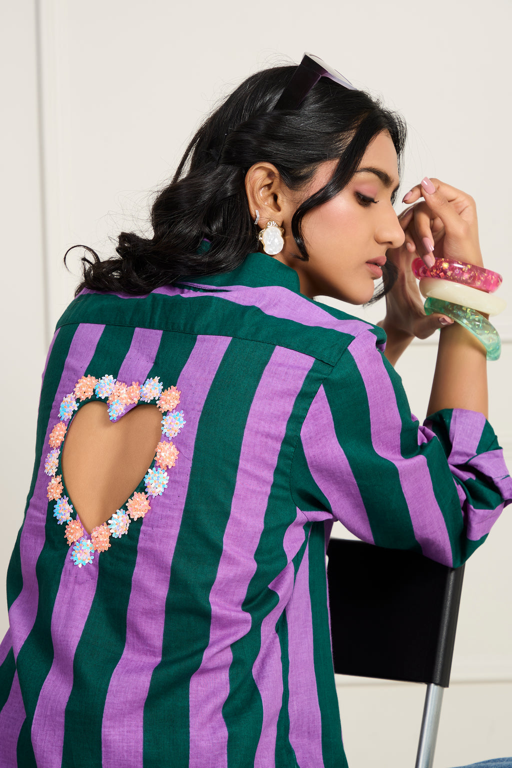 Lil Heart Shirt - Deep Orchid with Opaline Green