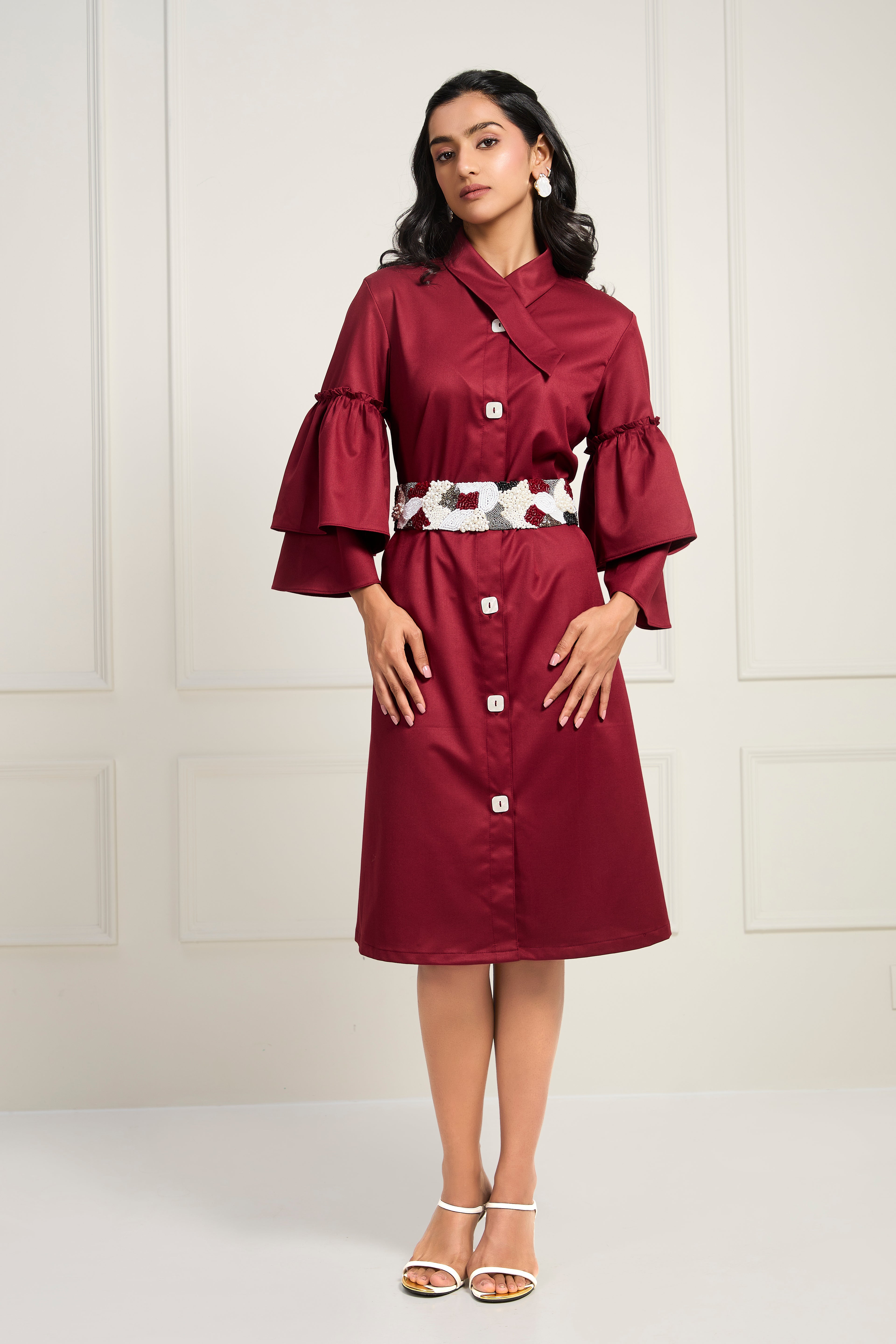 Crimson Charm Dress - Deep Crimson