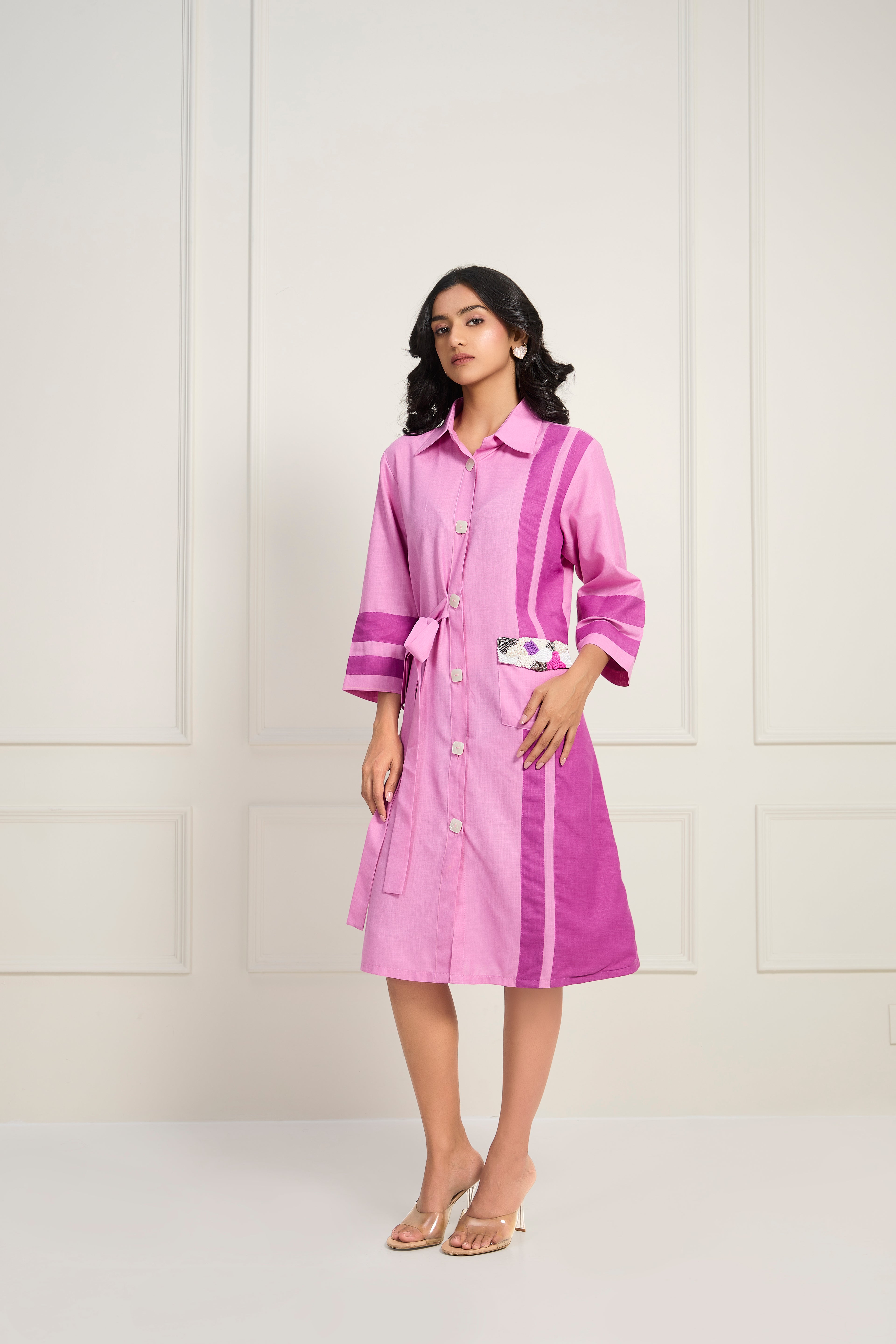 Candy Stripe Dress - Pink Glo