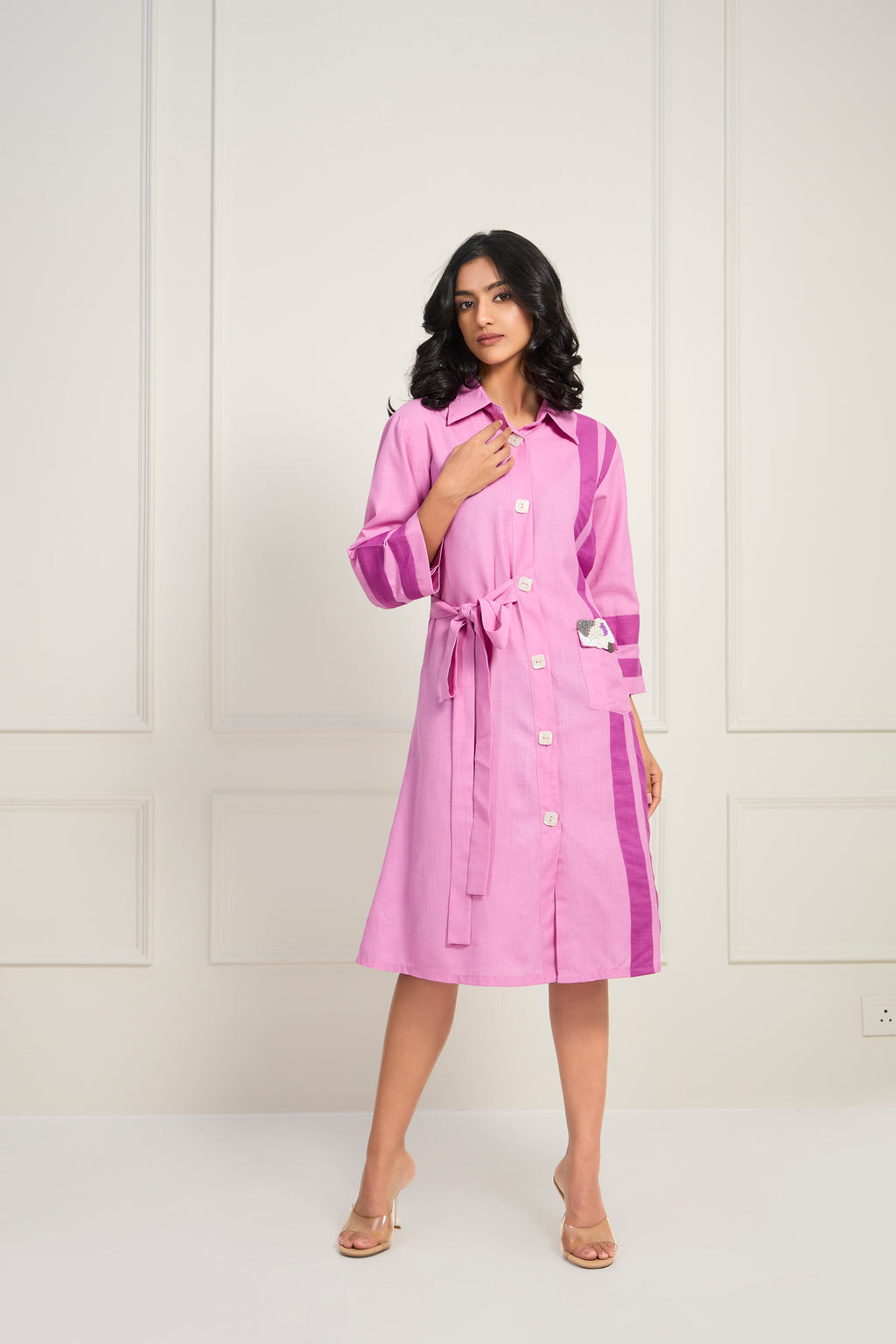 Candy Stripe Dress - Pink Glo