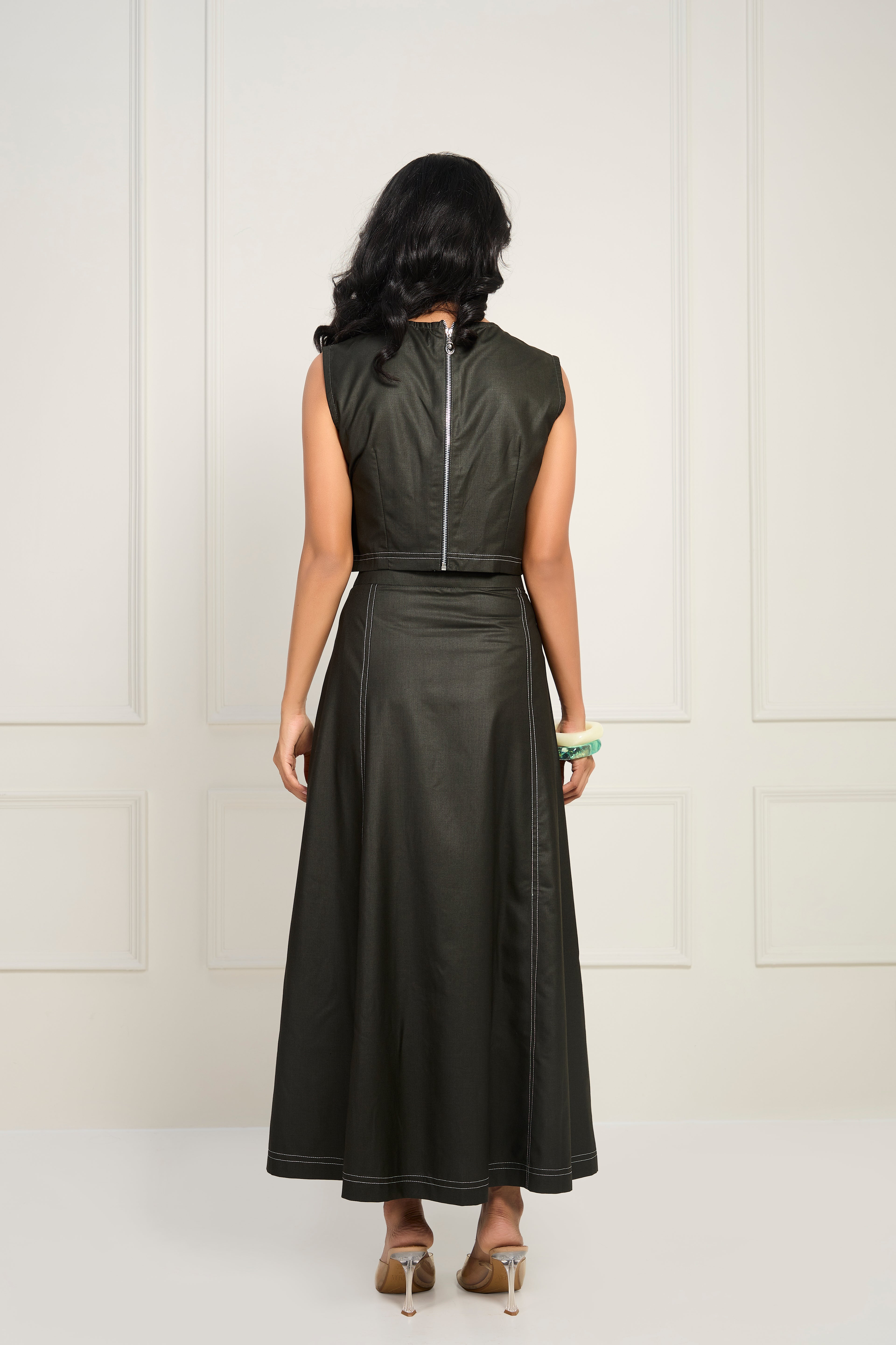 Zesty Mojito Skirt set - Olive green