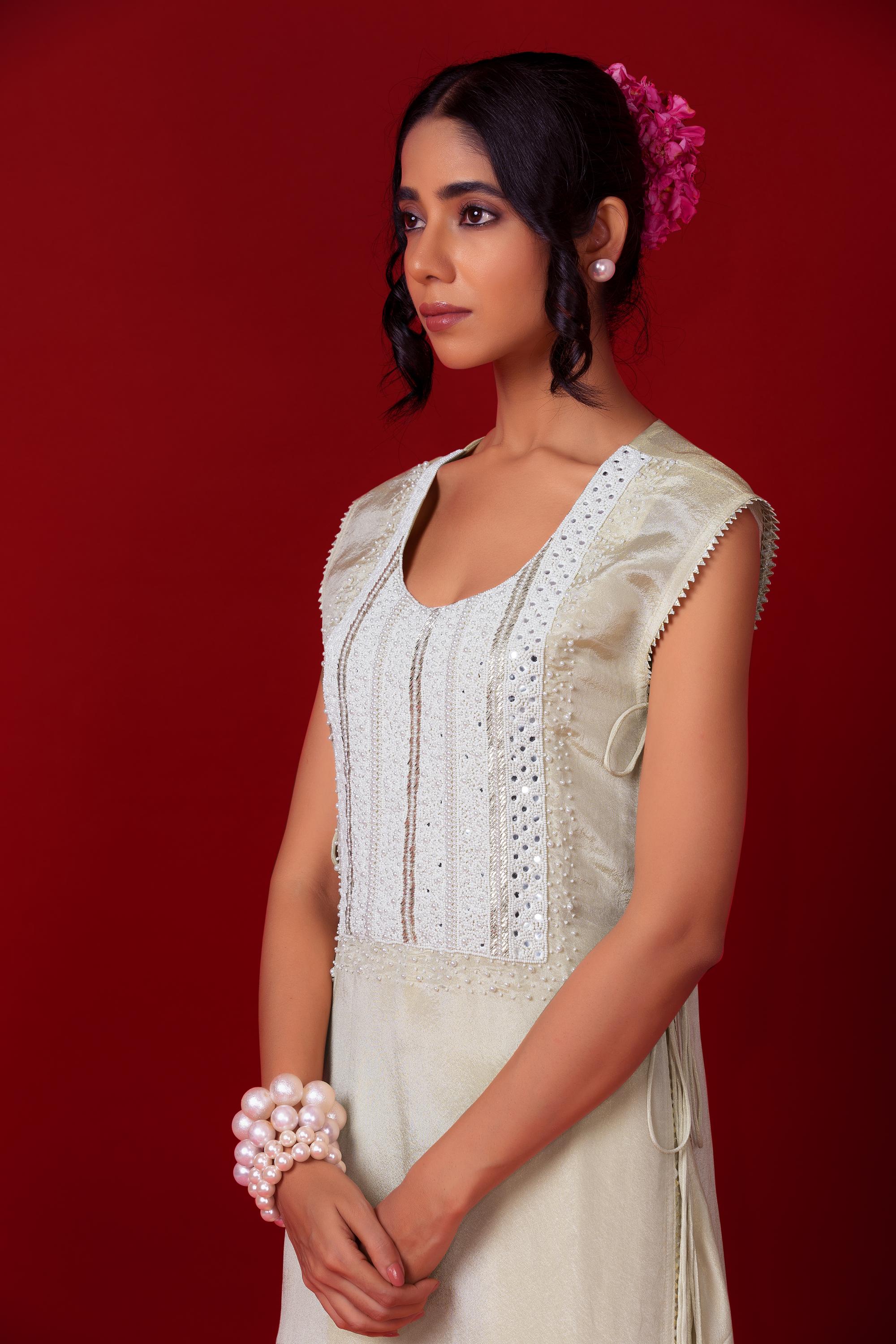Ivory Long Jacket Sharara Set