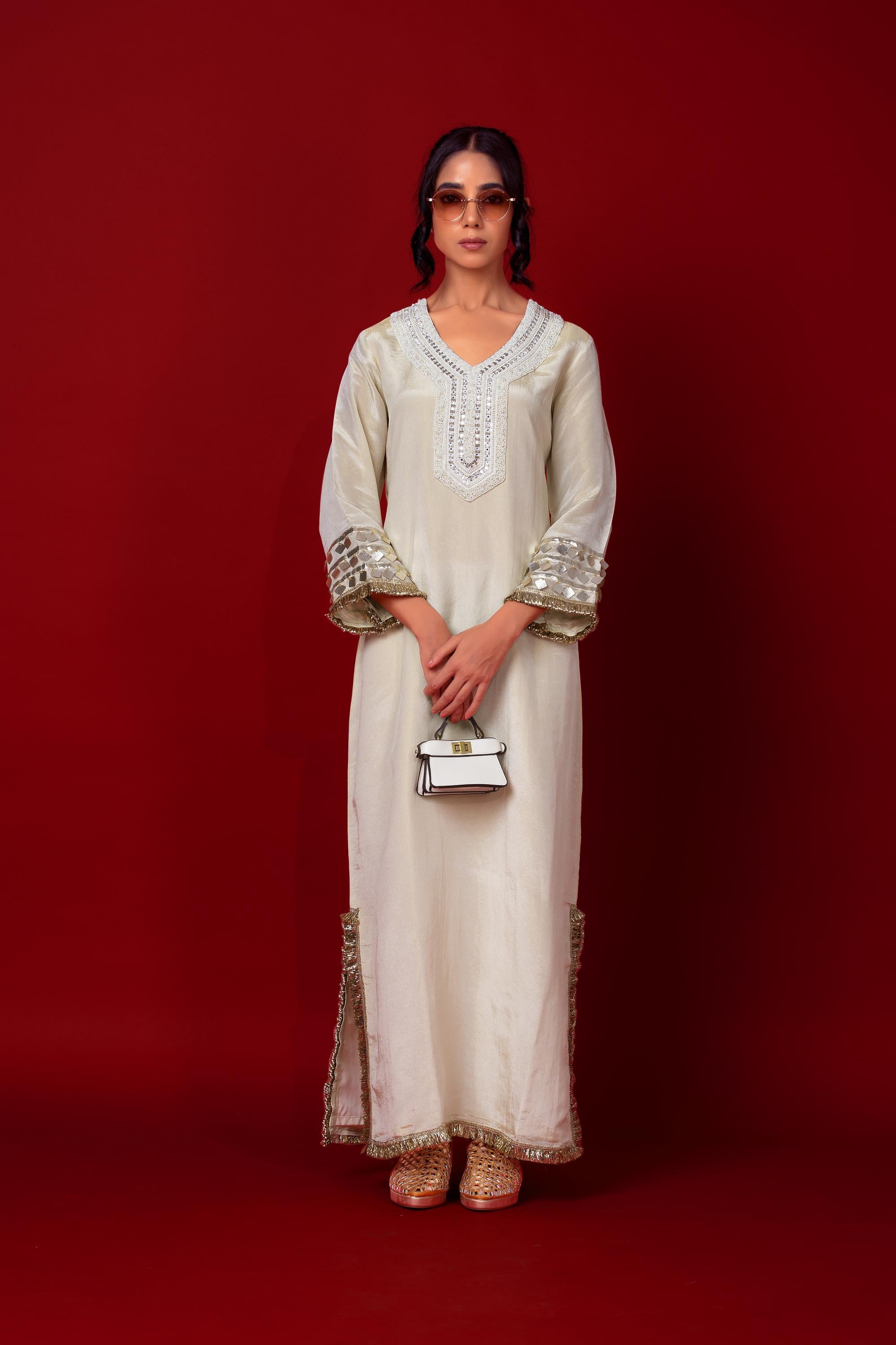 Ivory Kaftan Tunic Dress