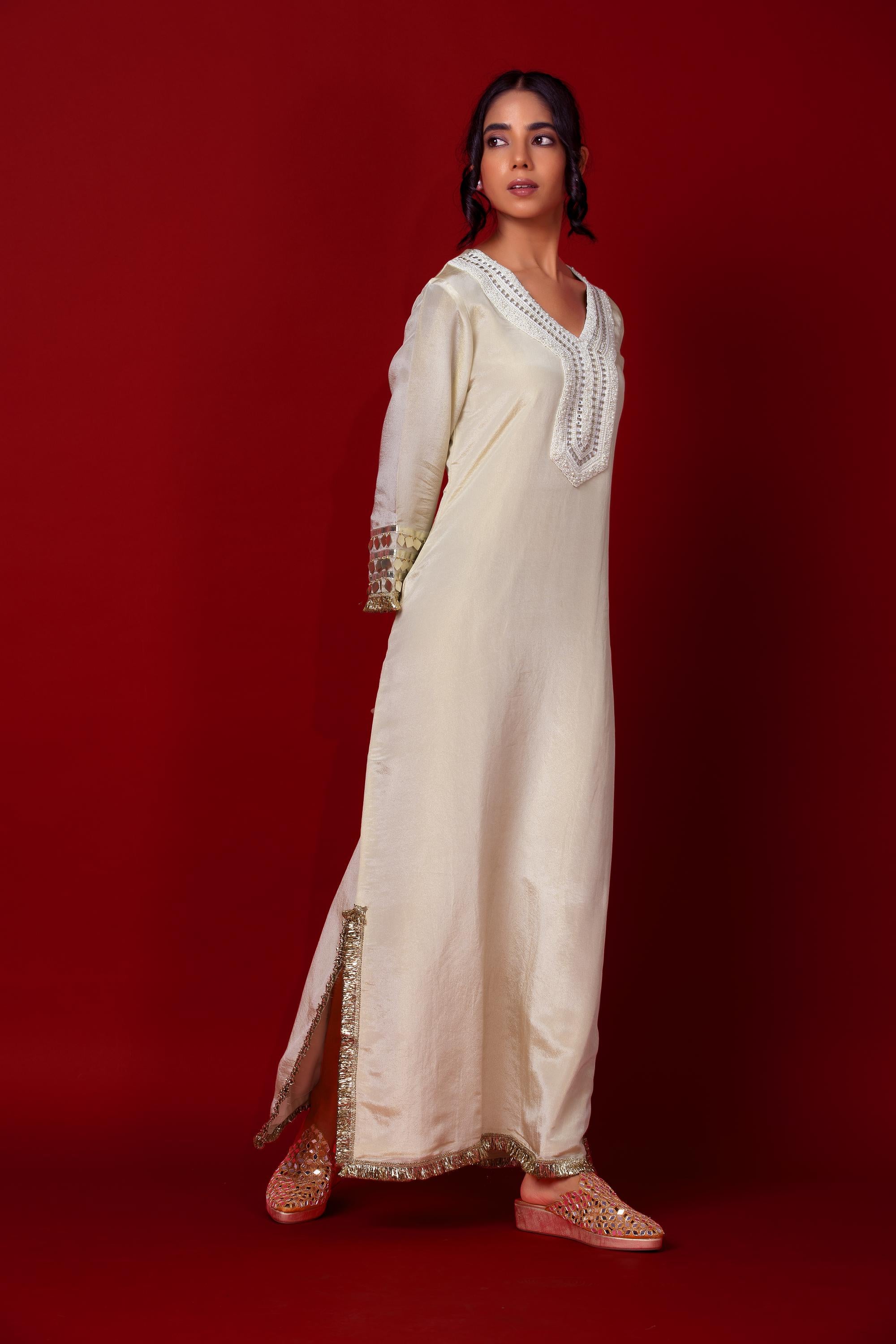 Ivory Kaftan Tunic Dress