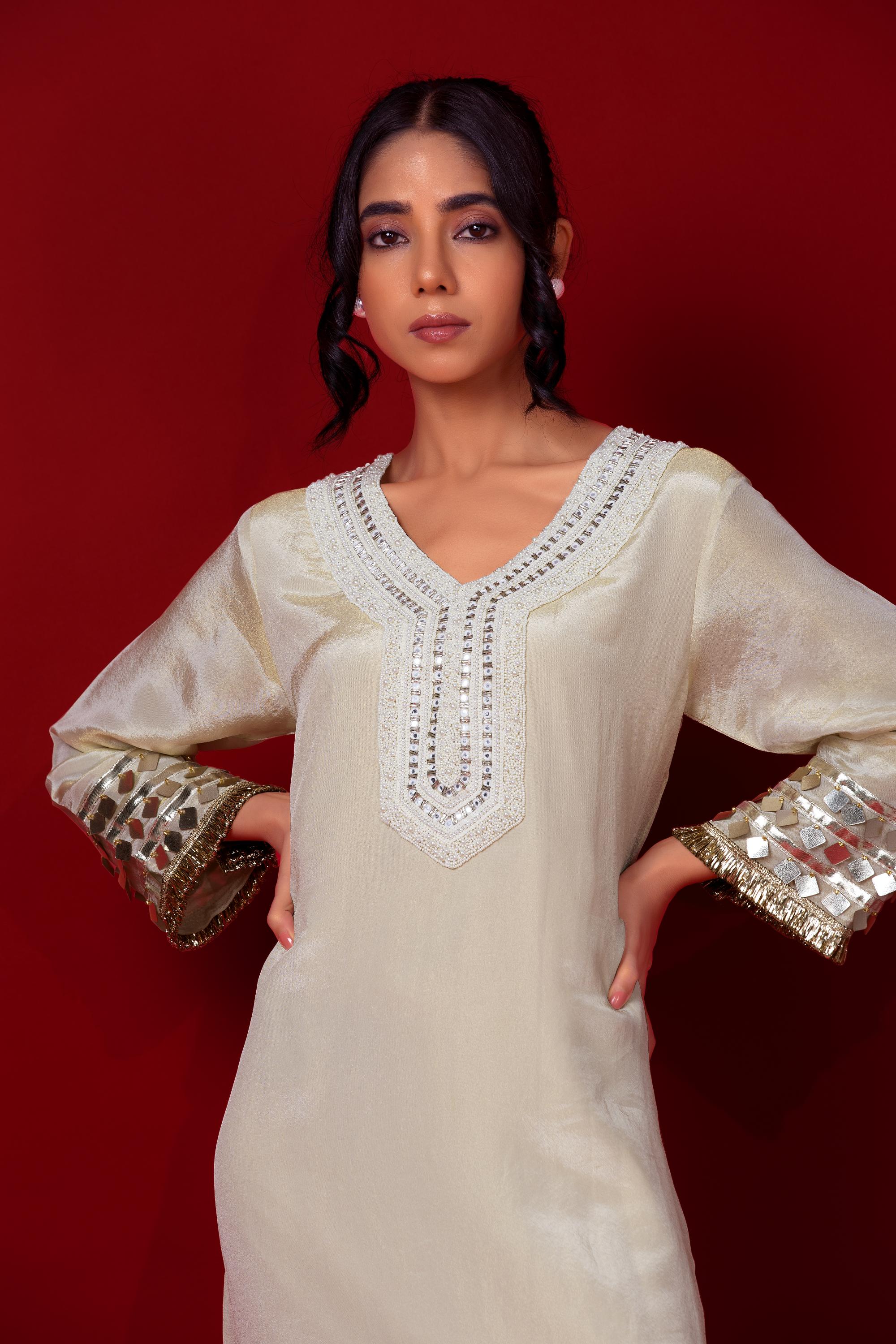 Ivory Kaftan Tunic Dress