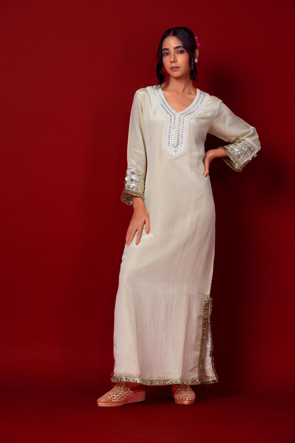 Ivory Kaftan Tunic Dress