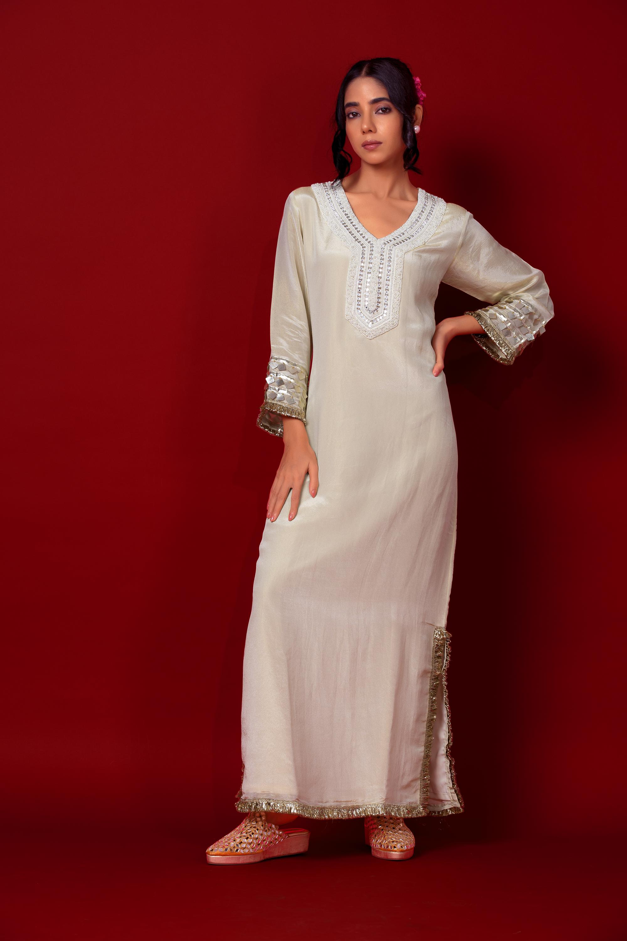 Ivory Kaftan Tunic Dress