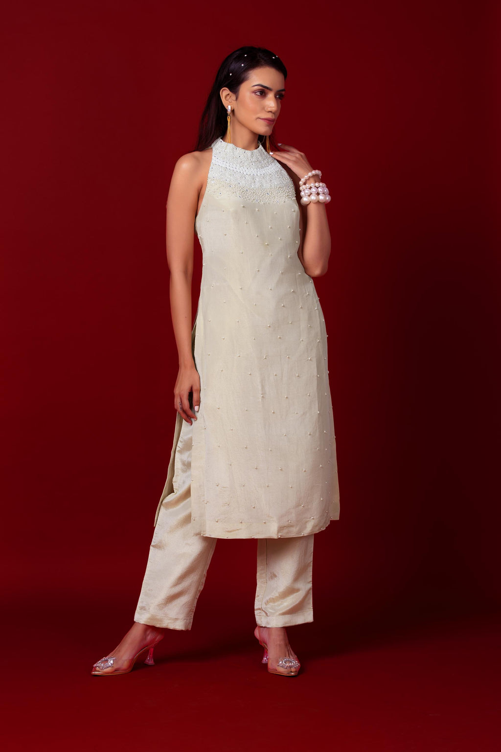 Ivory Halter Tunic Set