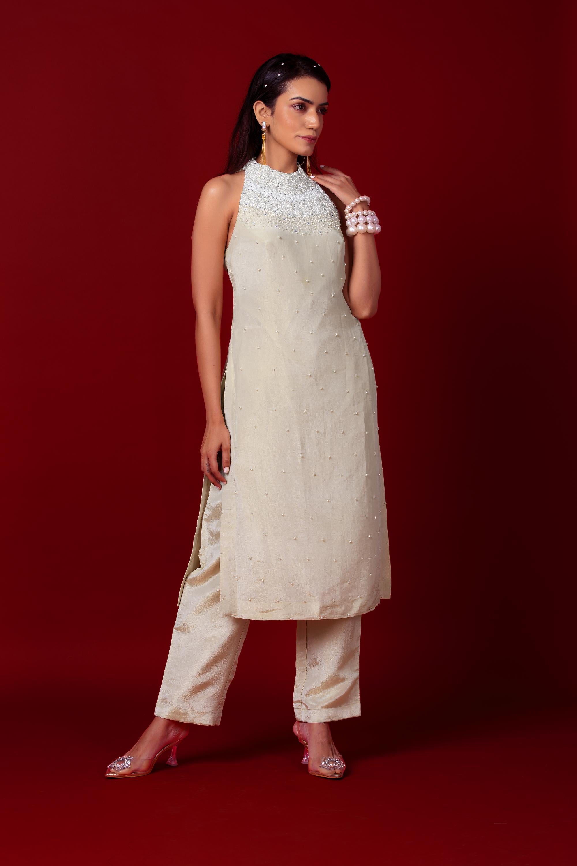 Ivory Halter Tunic Set