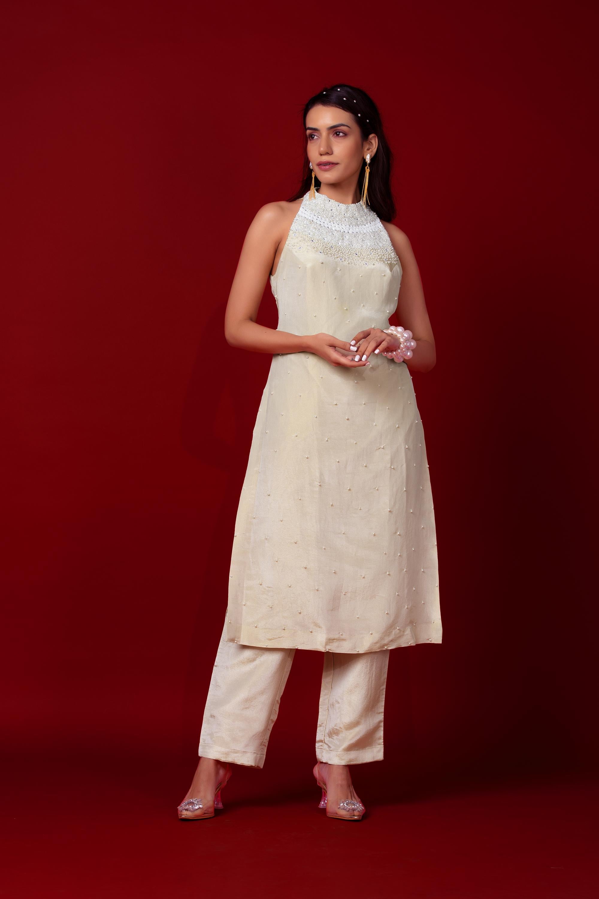 Ivory Halter Tunic Set