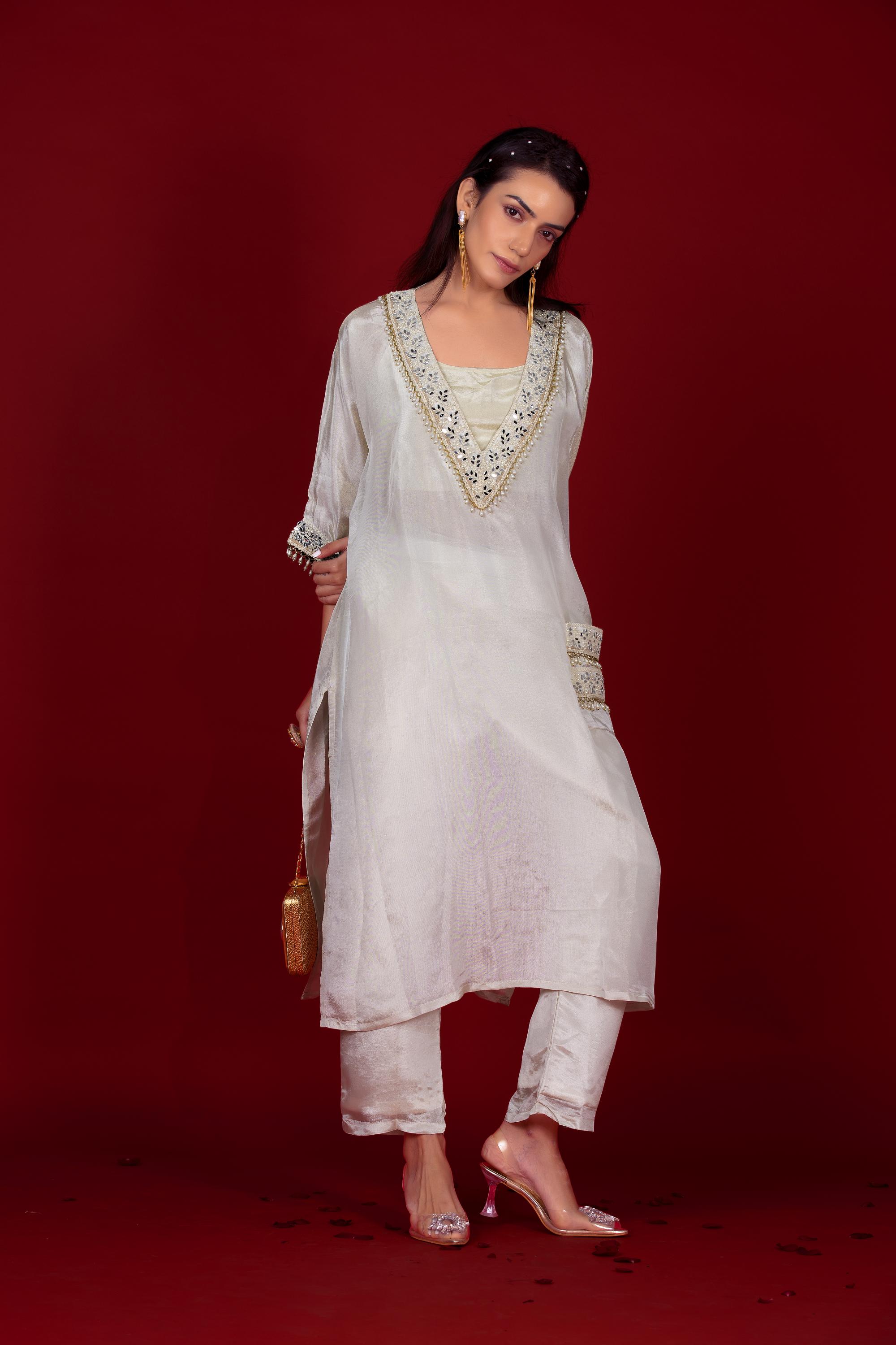 Ivory kaftan kurta Set