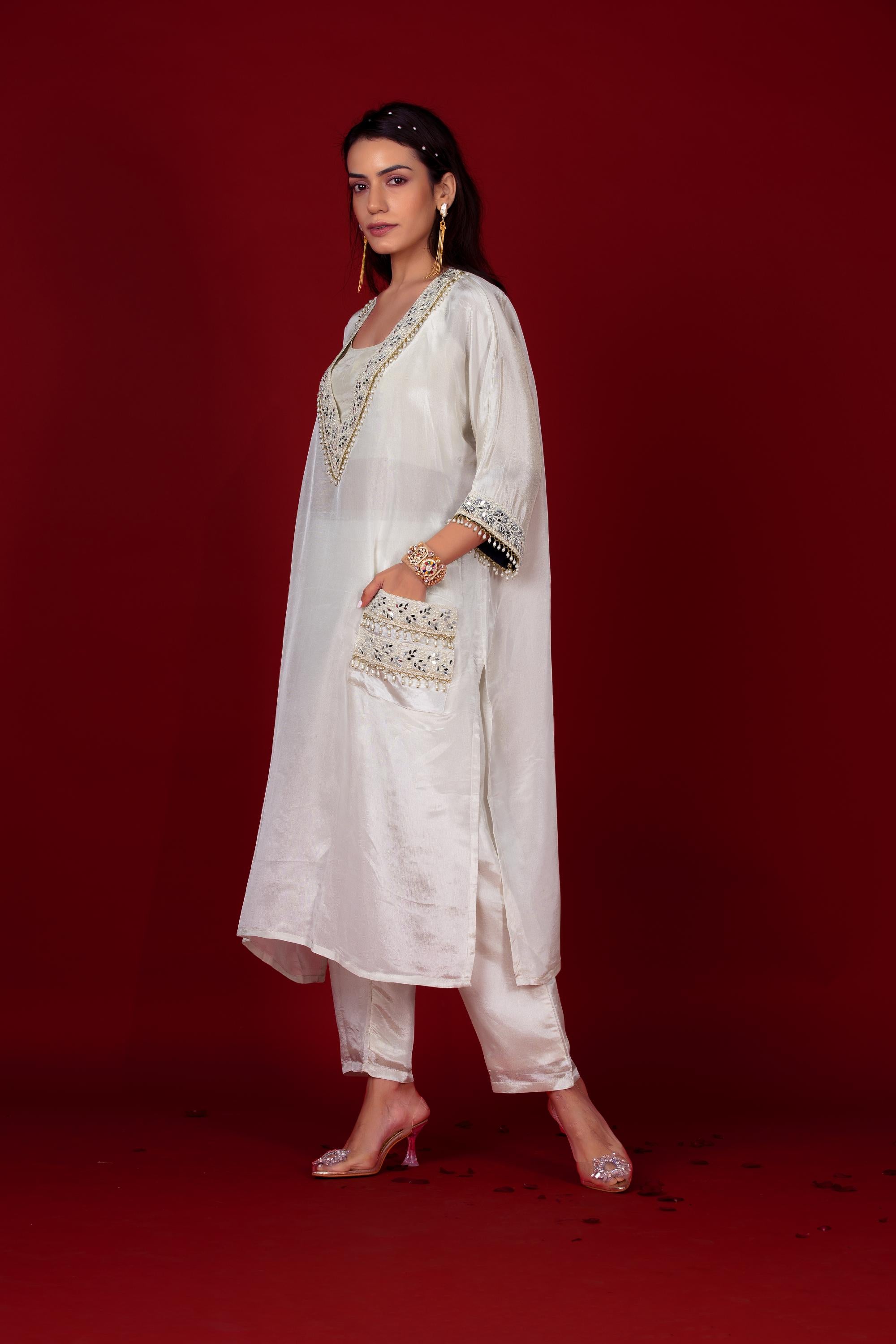 Ivory kaftan kurta Set