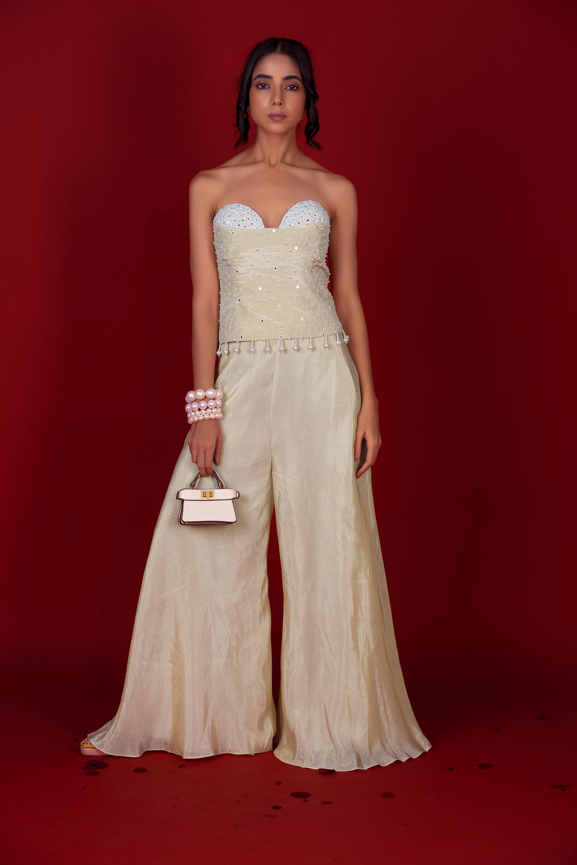 Ivory Corset Sharara Set