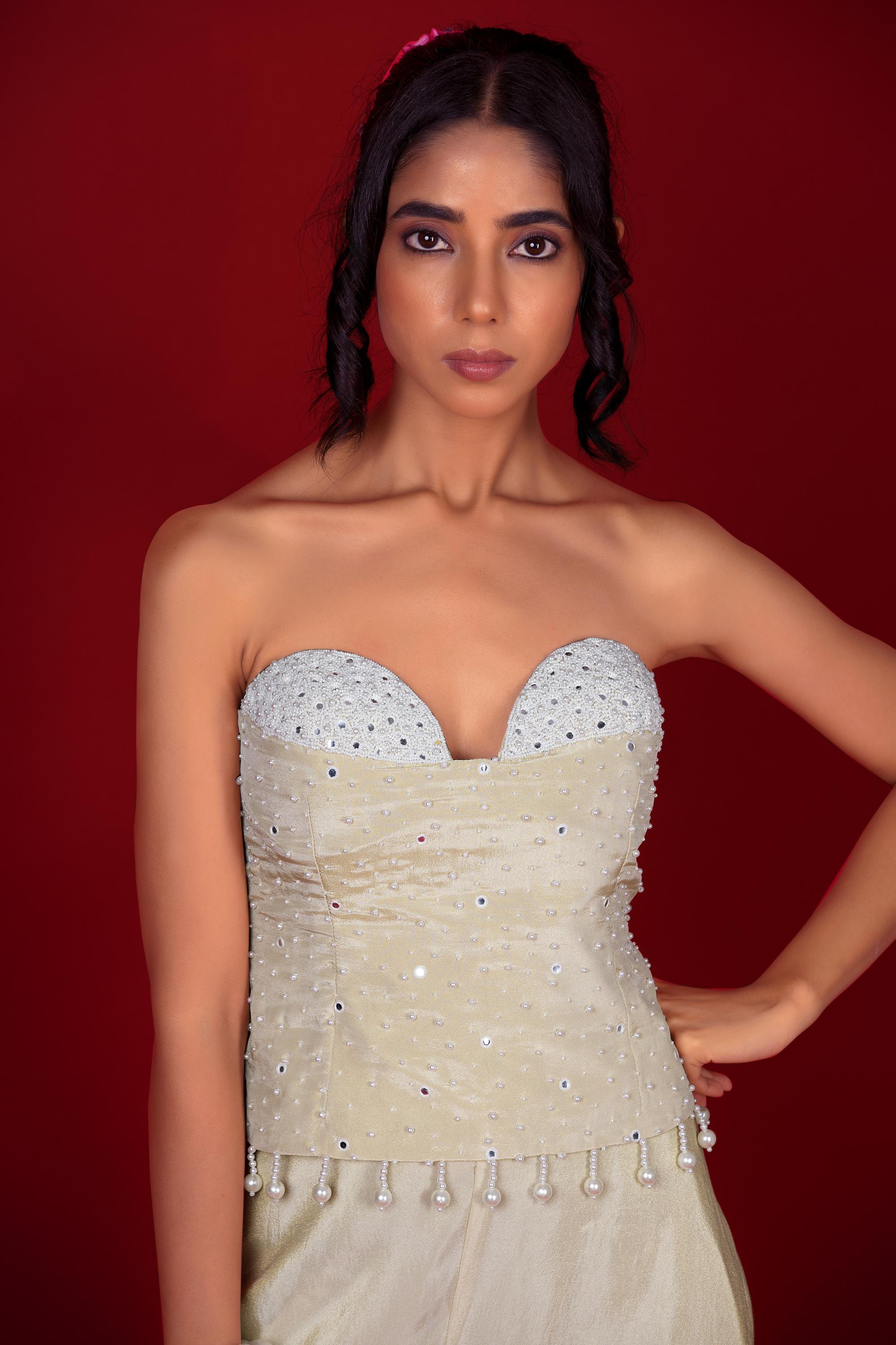 Ivory Corset Sharara Set