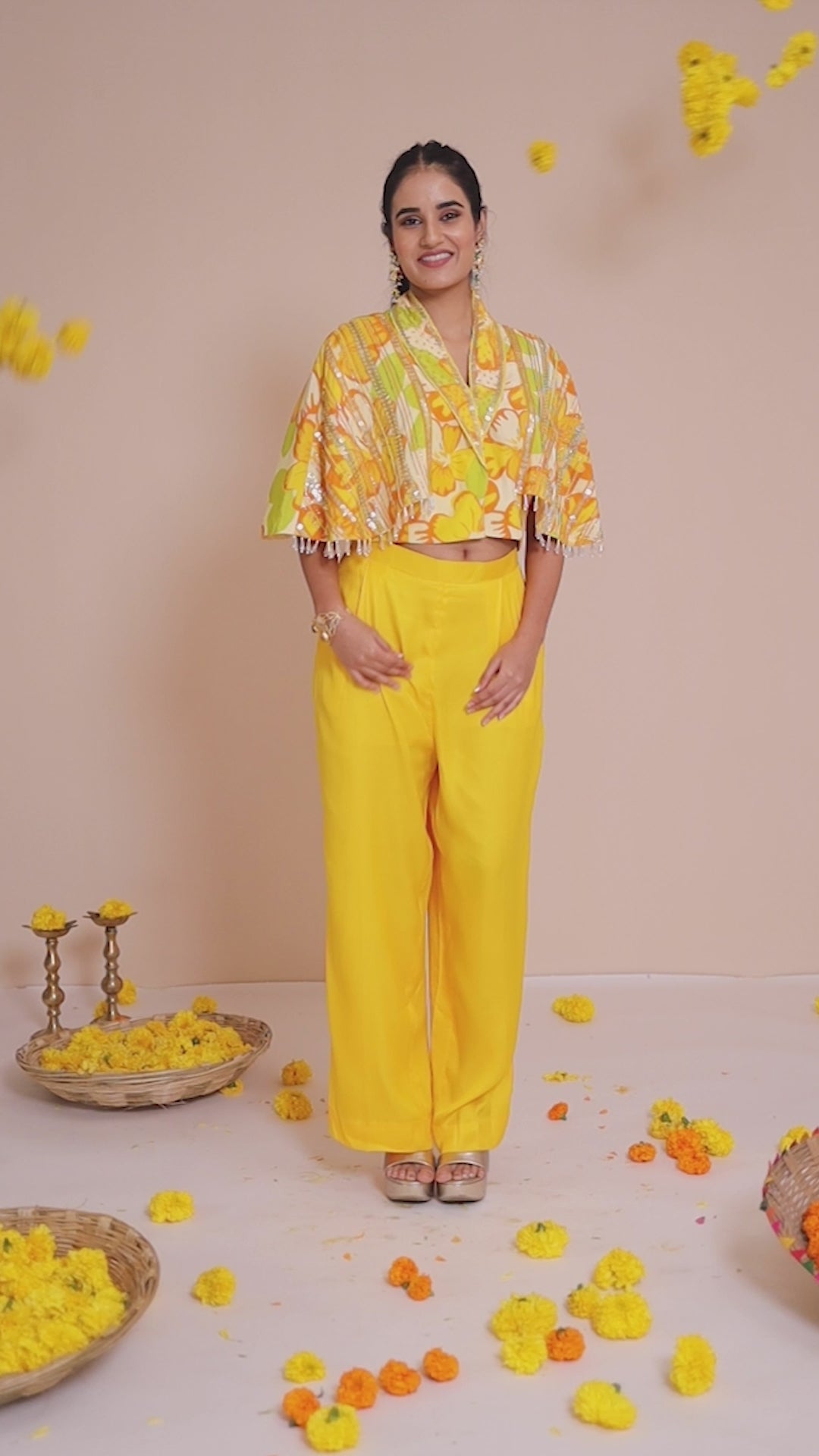 Sunflower Cape Blazer with Pants